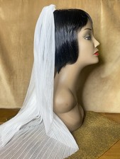 Womens Sheer Veil White Pleated Comb Wedding Hair Accessory