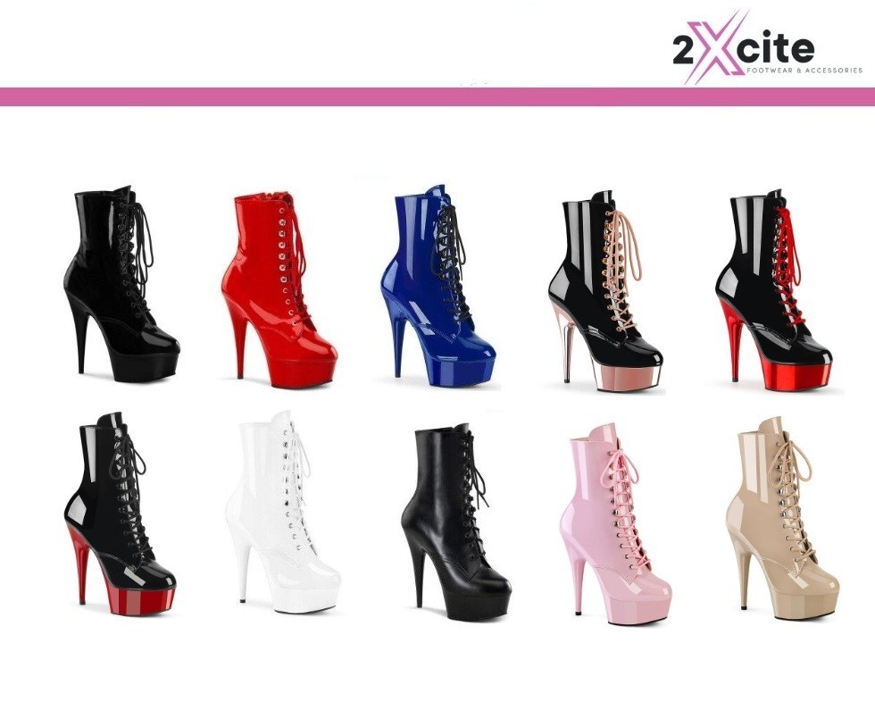 Pleaser Plataforma Estileto Tacón Alto 15.2cm Botines con Cordones Mujer