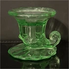 Uranium Glass Candle Holder Green Glow Cornucopia Vaseline Glass Fenton