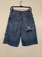 Vintage Y2K Jnco Jeans Snake 8 Ball Design Baggy Wide Leg Jean Shorts Sz 30/28