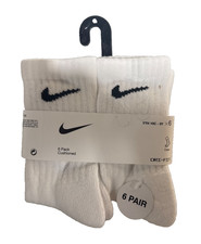 Nike Kids Youth Cushioned Crew Socks 6-Pack White   Dri-Fit  Size 10C  3Y  NWT