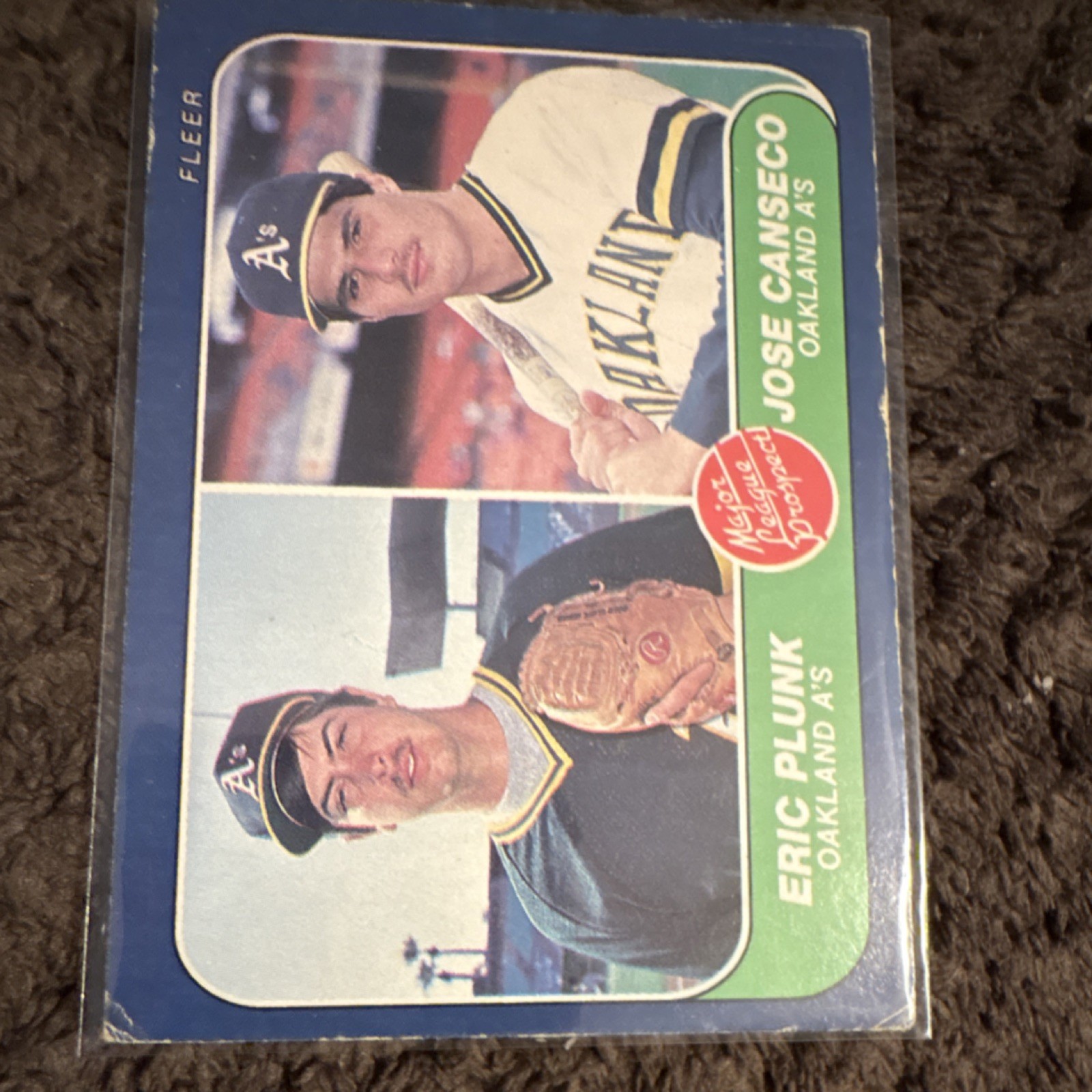 1986 Fleer - Jose Canseco / Eric Plunk #649 Oakland A's MLB Prospect Baseball