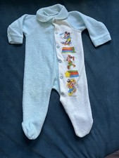 Vintage Disney Mickey Sports Winning Team Blue Footed Pajamas Zip Up Size 1B
