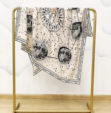 70% Cashmere 30% Silk Square Neckerchief compass Print 130X130cm Scarf Shawl new