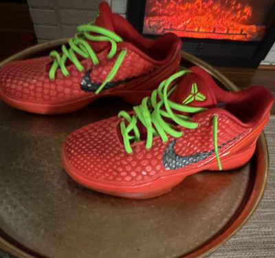 Nike Kobe 6 Boys Red Green Black Basketball Sneakers US 5Y Low Top