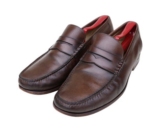 Santoni Italy Brown Leather Penny Loafer Dress Shoe Men’s SZ 11 EE