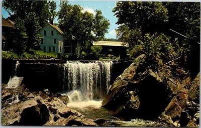 Mad River Falls & Covered Bridge Warren Vermont Vintage Chrome Postcard B39
