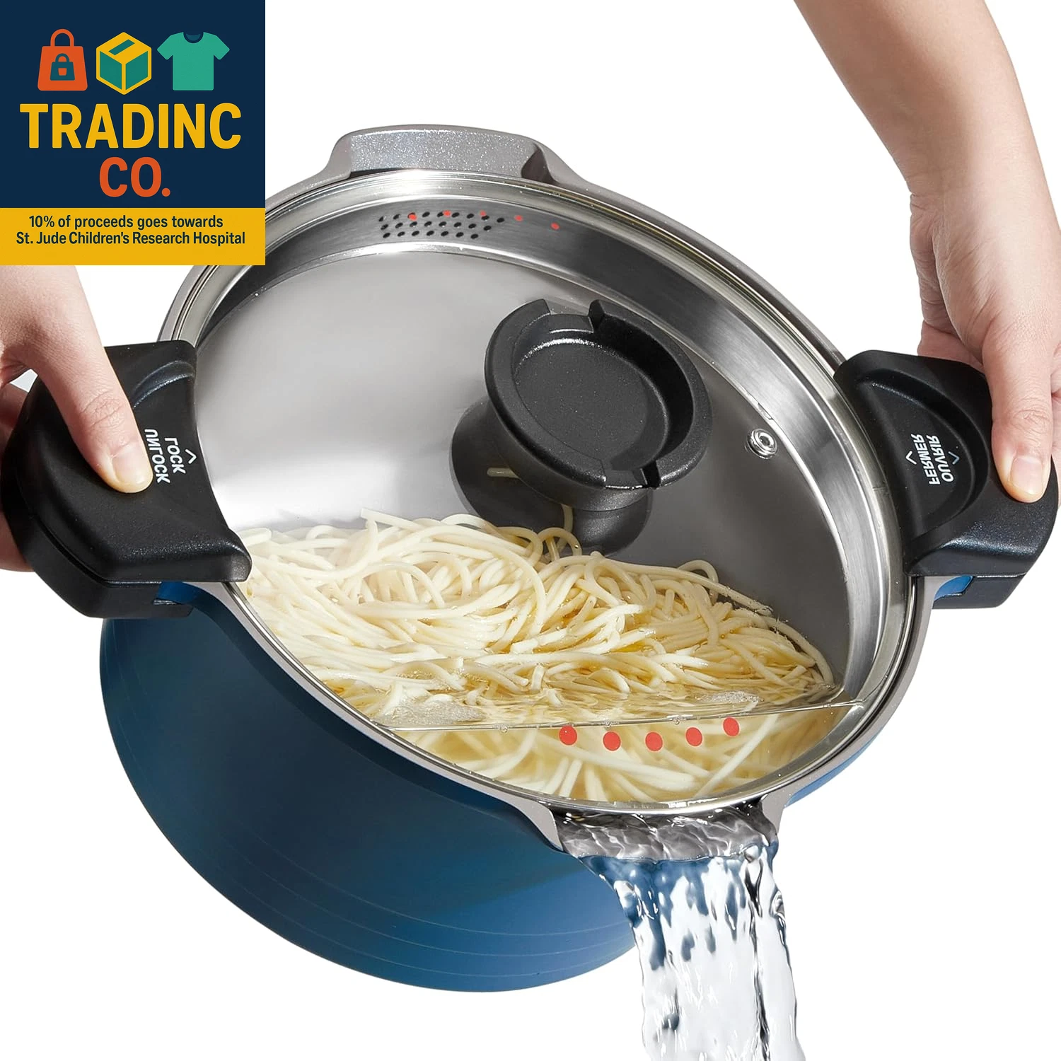 8.5Qt Pasta Pot with Strainer Lid, Cast Aluminum Stockpot Multipot, Nonstick Cer