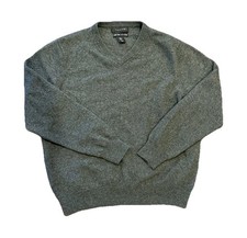 Tahari Pure Luxe 100 Cashmere V Neck Sweater Green XL Soft Knit