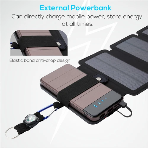 Portable Solar Power Bank Mobile Phone Charger Panel Camping Waterproof Outdoor - Picture 7 of 18