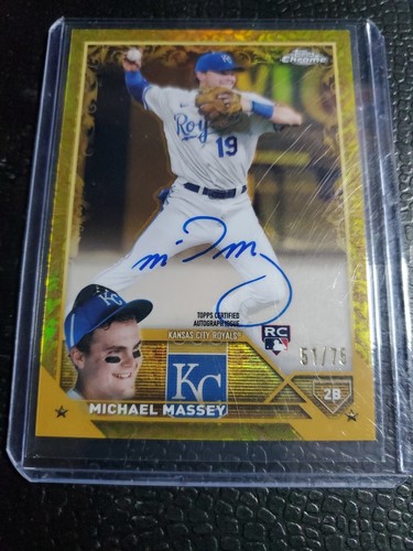 2023 TOPPS CHROME GILDED MICHAEL MASSEY GOLD ETCH AUTO /75 ROYALS