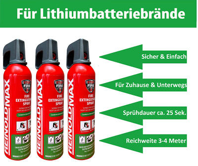 Stop Fire Lithium Feuerlöschspray, Feuerlöscher 750 g, 3 Stück 044028