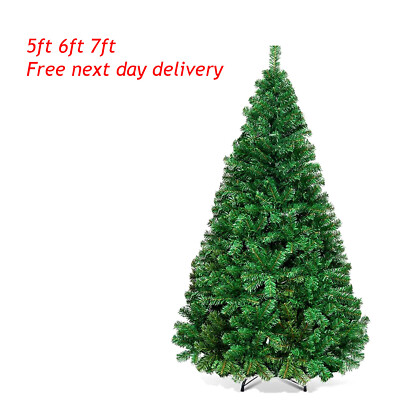 Christmas Tree Green 5Ft 6Ft 7Ft Artificial Pine Xmas House Decor Matel ...
