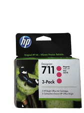 HP 711 Magenta Ink Cartridges, Pack Of 3, CZ135A Exp Date 01/2026