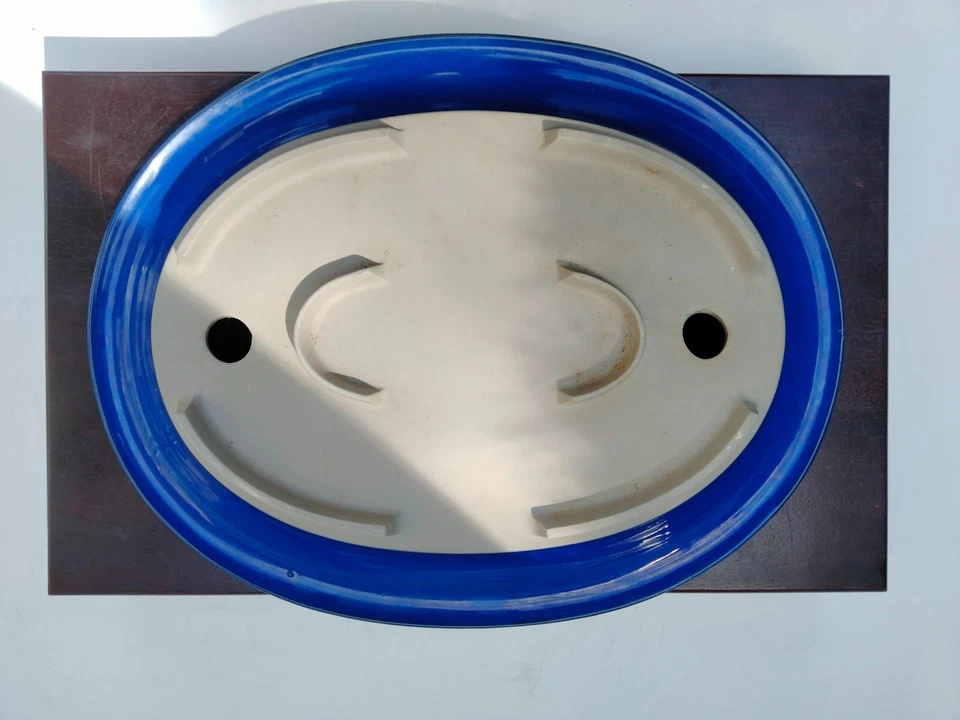 Maceta Bonsai Japón Azul Esmaltado Ovalado Ancho 46 cm (18,11 pulgadas). Grande Foto 2 de 4