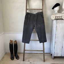 44 inch waist Vintage Work Pants French Workwear Dark Brown Black Striped Trous