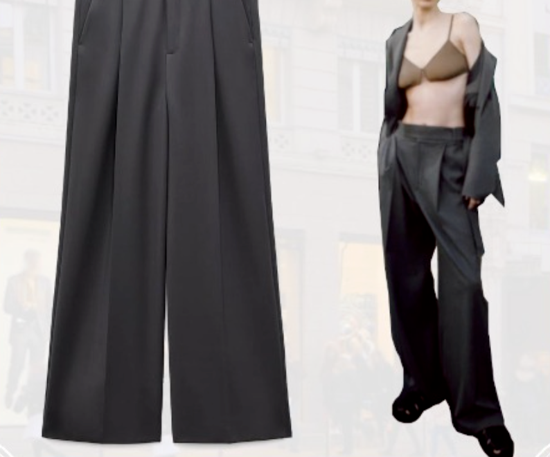ZARA WOMEN NWT High-waisted BELTED RELAXED TROUSER MID-GRAY