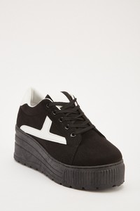 ladies black wedge trainers