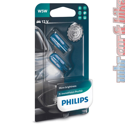 1 Paar Philips X-tremeVision Pro150 W5W Standlicht Glassockel mehr Helligkeit
