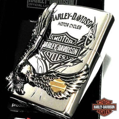 Zippo Oil Lighter Harley Davidson Eagle Metal HDP-16 Silver Brass Japan