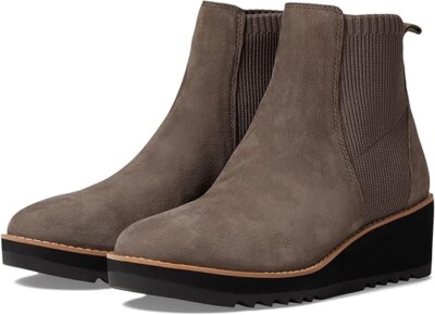 Eileen Fisher Lilou Size 6.5 Chelsea Bootie Rye Taupe Nubuck Wedge NWOB $275