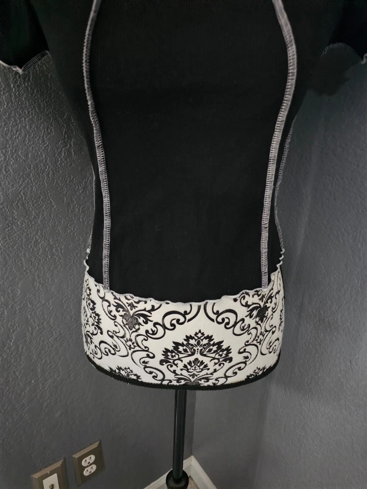 Женский полный наклон укороченный верхний короткий рукав блузка размер большой Jr черный и белый - Изображение 4 из 4