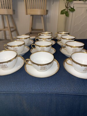 11 Haviland Limoges Hand painted Pickard China Larger Coffee Tea Cup Saucer  Lot