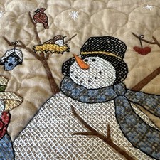 Cross Stitch Quilt Crib Blanket Wall Hanging 40  X 30  Snowmen Christmas