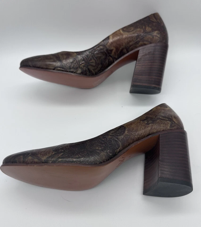 Zapatos de salón Patricia Nash Anita de cuero con hojas de corteza marrón dorado talla 8 Foto 3 de 4