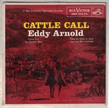 VINTAGE 1950'S EDDY ARNOLD CATTLE CALL RCA VICTOR 45 EP SLEEVE ONLY NO VINYL