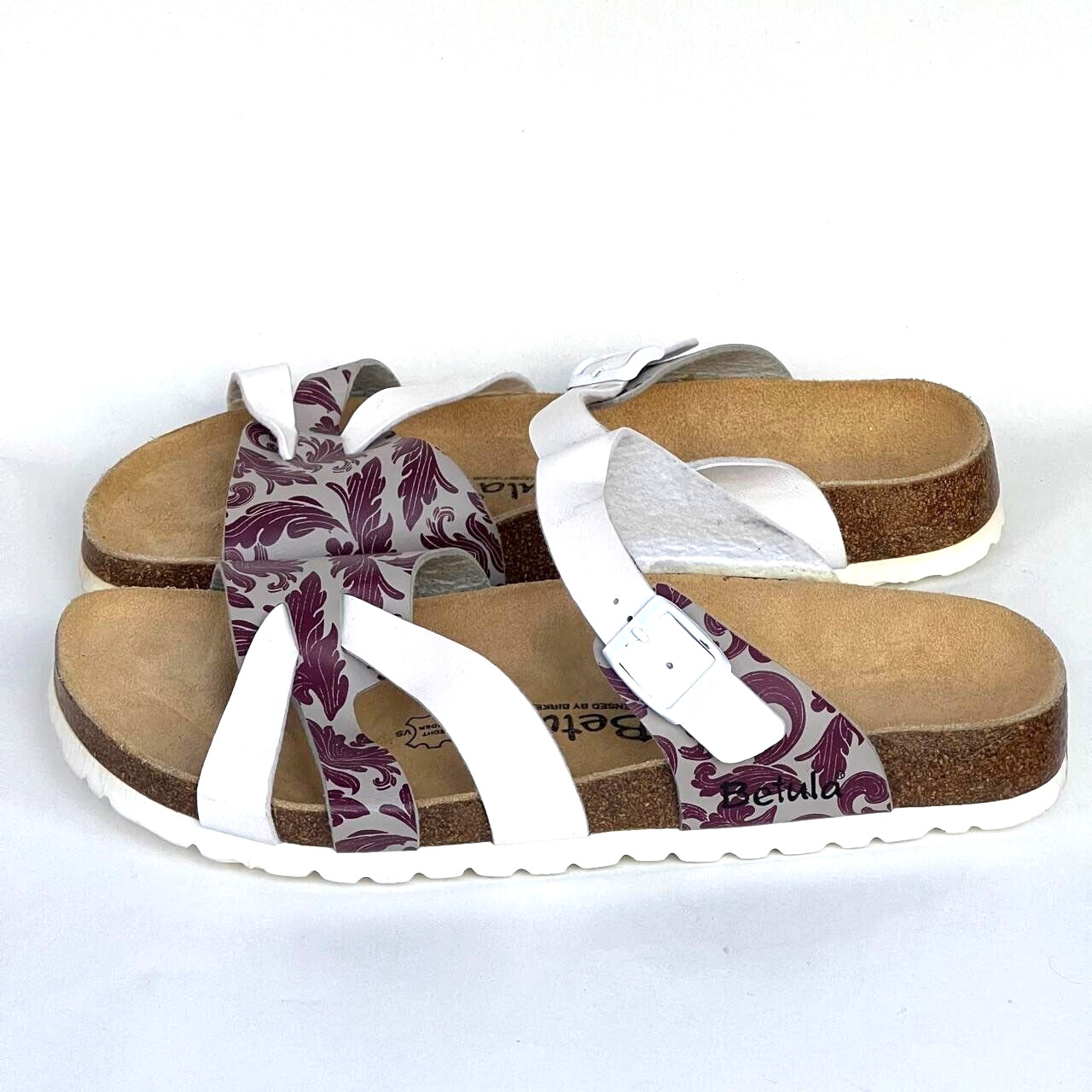 Betula Birkenstock Sandals Mens 10 43 White Gray Floral Strappy