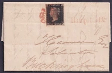 1840 1d Black Plate 6 HE 4m CONTRARY TO REGS Hampstead Rd TP Red MX VFU Cat.£775