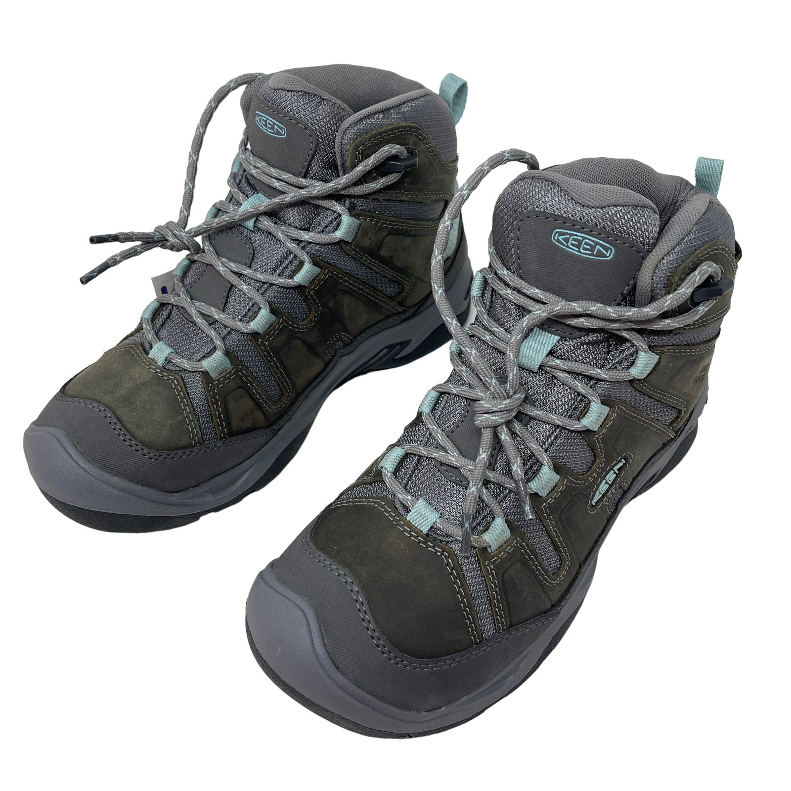 Stivali da trekking KEEN Circadia Mid donna 6 5 grigio blu pelle impermeabili nuovi
