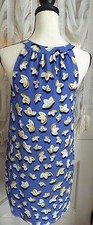 NWT Sleeveless Dress Lined Blue Yellow White Floral Women Size S