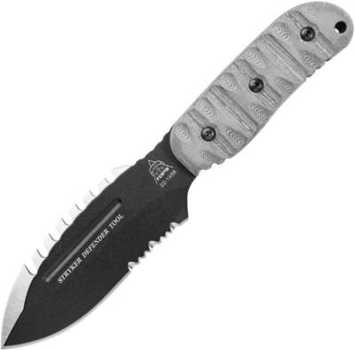 TOPS Stryker Defender Tool 5.5'' 1095HC Black Micarta Fixed Knife w/Sheath DEFT01