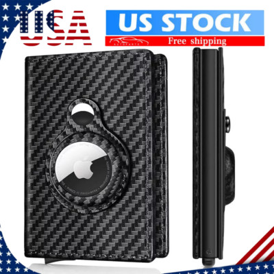 Wallet for Men with AirTag Holder Slim Minimalist RFID Blocking Smart Wallet US-