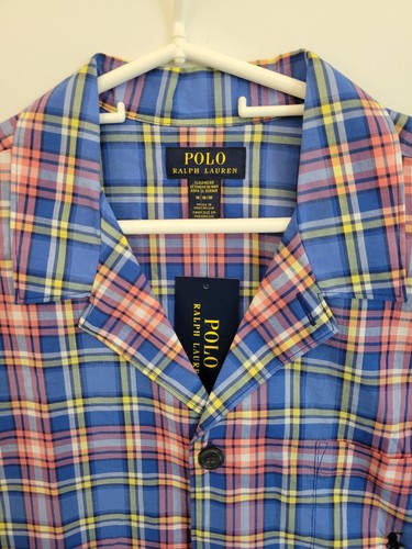 Polo Ralph Lauren Men's M Woven Cotton Plaid Pajama Top Sleepwear Short Sleeve - Picture 3 of 7