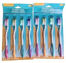 Luminant 4 Ct Soft Toothbrushes, Multi Color, 2 Packs (8 Toothbrushes Total)