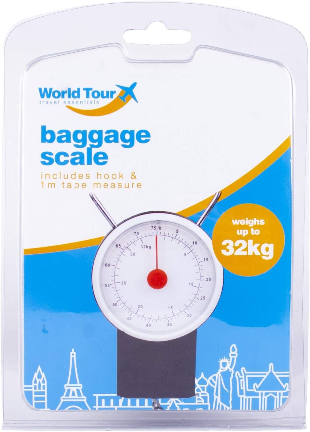 BÁSCULAS DE PESAJE DE VIAJE MALETA EQUIPAJE CON CINTA MÉTRICA 32KG PORTÁTIL