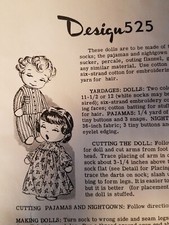 Vintage 11" Mail Order Boy Girl Sleepy Sock Doll Clothes Pattern 525 Copy