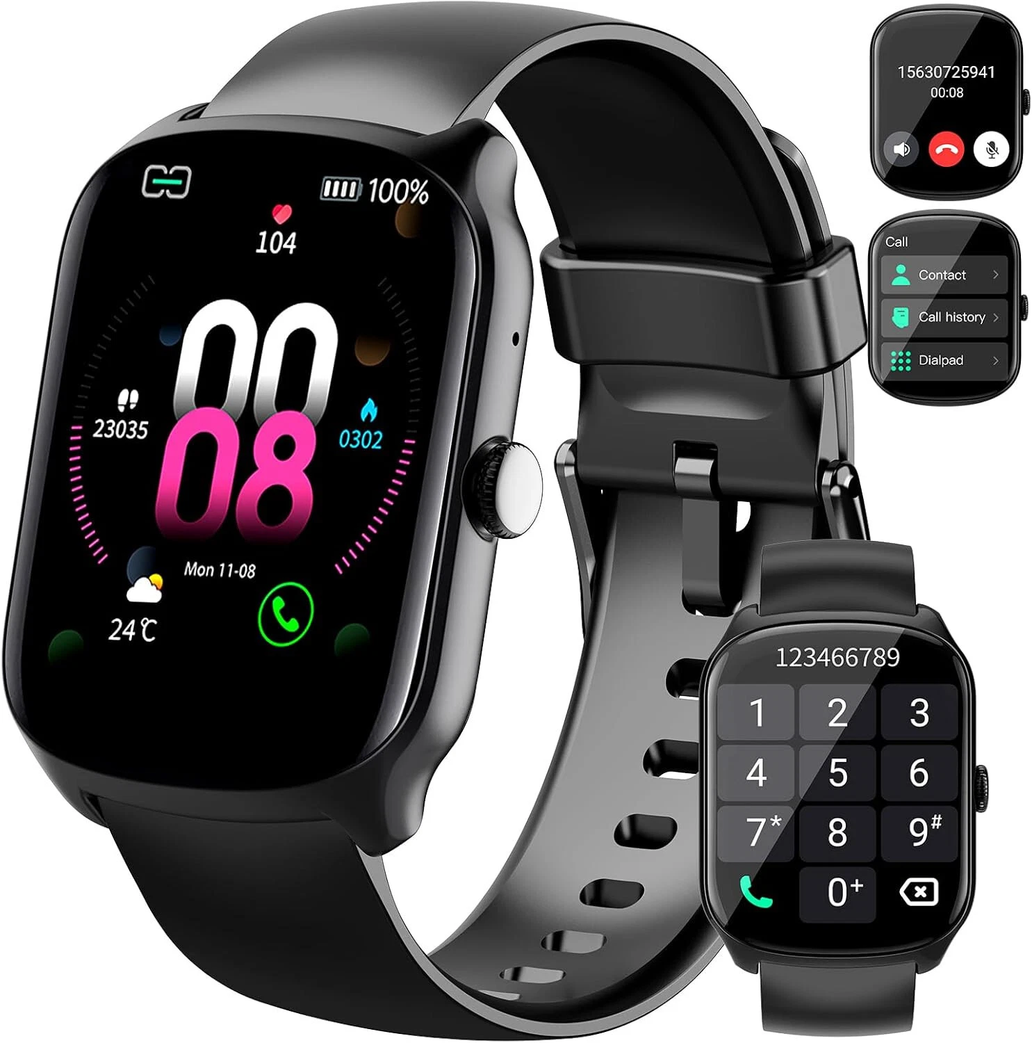 Smart Watch Men Women with Phone Function Wristwatch for iPhone Samsung Huawei