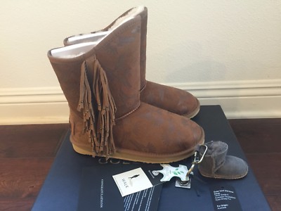 Australia Luxe Collective NAEVE Short Embossed Shearling Boots w/ Free Key Chain