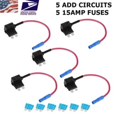 5X Add-a-circuit Fuse TAP Adapter Standard ATO ATC Auto Blade Fuse Holder 15A