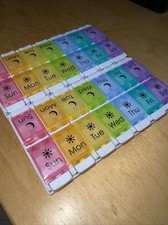 Two 7-Day Pill Boxes Am and PM Organizer Color Coded