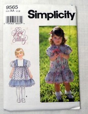 Vintage Simplicity Pattern Rare Editions Baby Toddler Ruffled Collar Puff Dress 