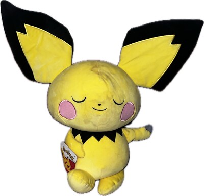 Pokemon Pichu Sleeping Plush Buddy 18'' - With Tags - Stained On Face And Head