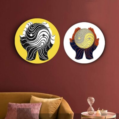 Yin and Yang Balanced Life Canvas Matte Finish Set of 2 Size 30 CM