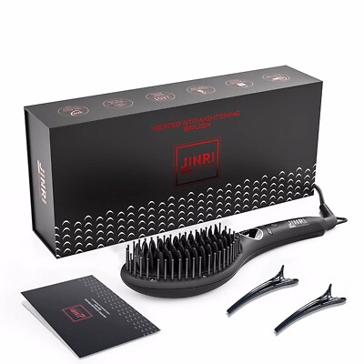 #ad Brand New Hair Straightener Brush Ceramic Ionic Straightening Iron Comb $18.99