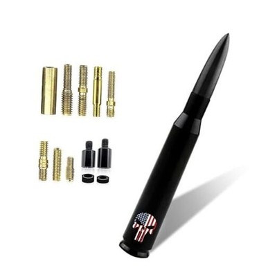 Car Bullet Antenna, Skull American Flag Pattern Truck Bullet 1 PC Black