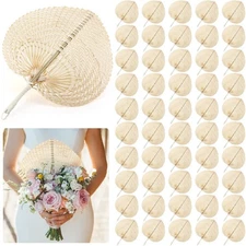 Woven Bamboo Fans Handmade Hand Weaving Handheld Natural Raffia Hand Fans Bul...